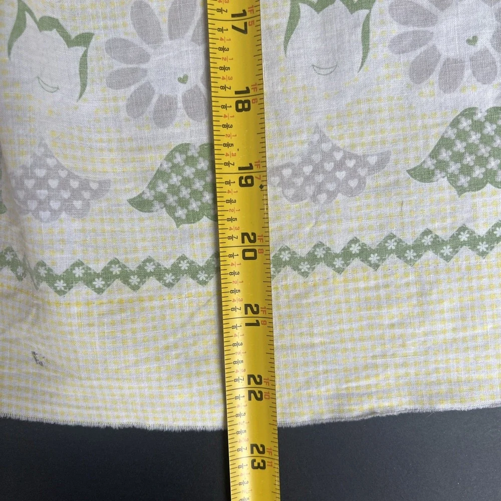 VTG Yellow Gingham Half Apron Floral Mid Century Cottage Farmhouse Primitive